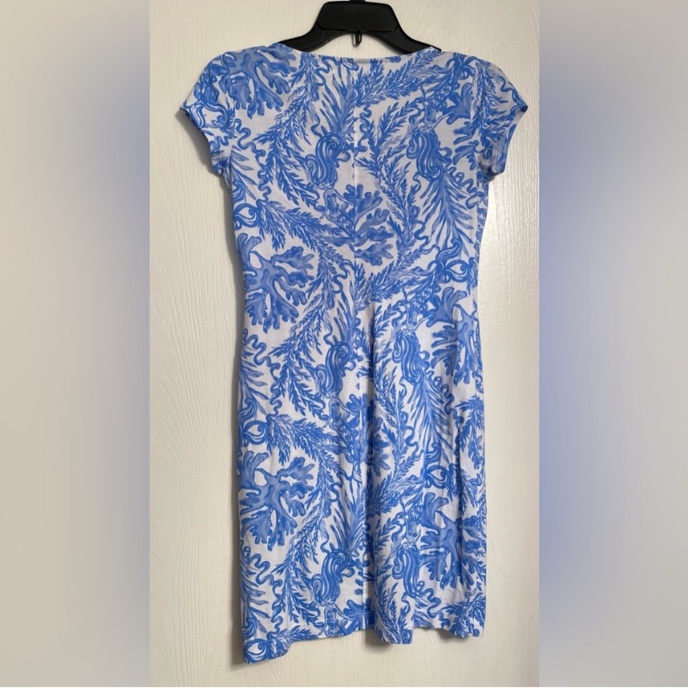 Lilly Pulitzer Brewster Sheath Cotton T-Shirt Dress Blue White Women XXS NWOT - Picture 3 of 11